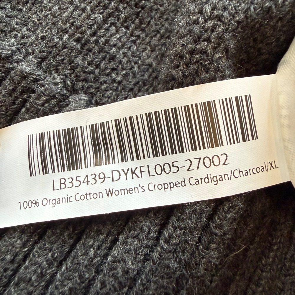 Quince 100% Organic Cotton Cropped Cardigan Charcoal Gray XL - Picture 7 of 10